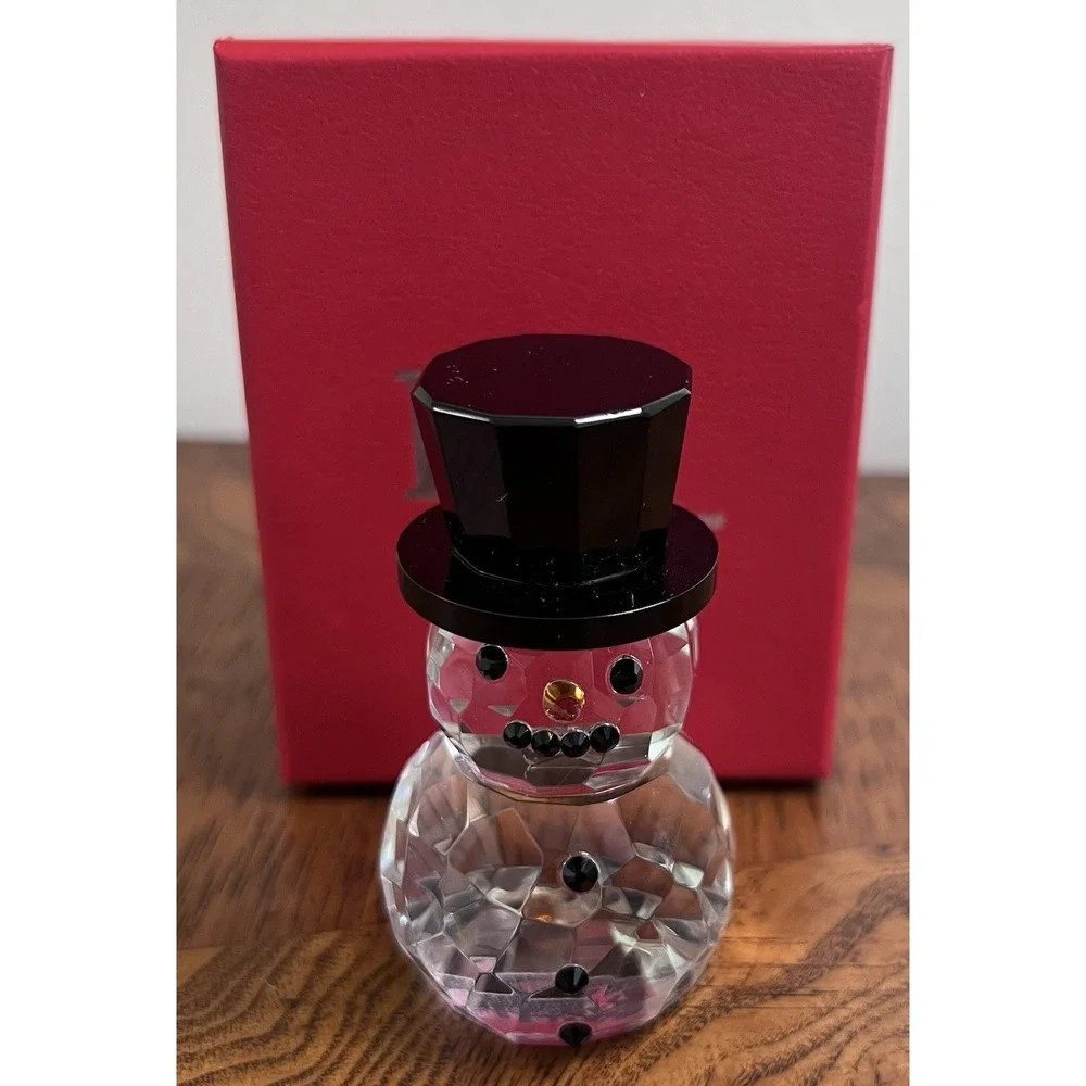 Crystal Snowman Clear  Christmas Figurine / Figure ~ Hyaline & Dora ~ H&D ~ New